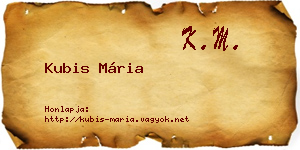 Kubis Mária névjegykártya